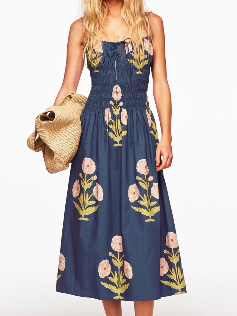 J. Crew Navy Maxi Dress marigold navy and Green Floral Small